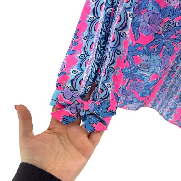 Lilly Pulitzer Women’s M Pamela 3/4 Sleeve Top Soleil Pink Paradise Elephant - Picture 8 of 14